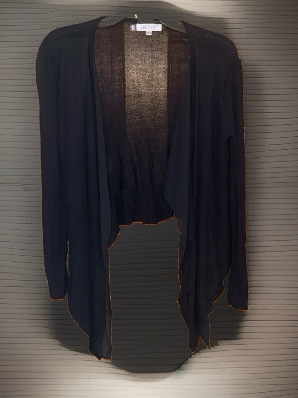 Jennifer Lopez Black Open-Front Draped Women's Cardigan-M-EC